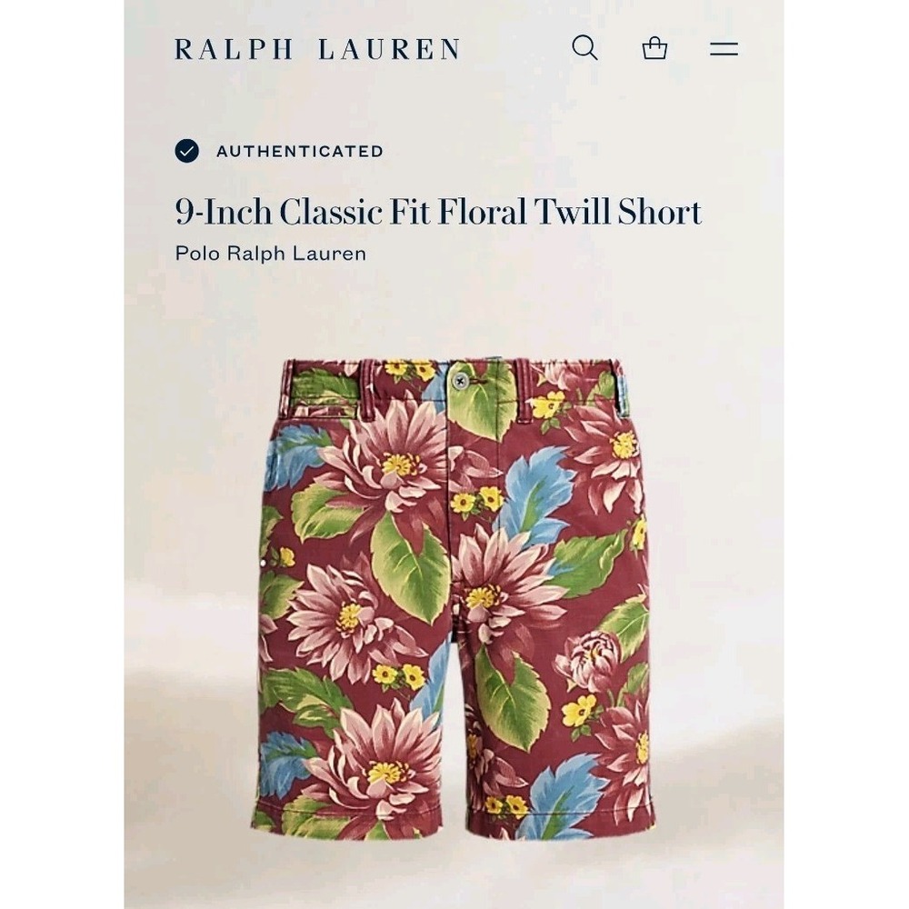 $148 NWT Polo Ralph Lauren Men's 9-Inch Classic Fit Floral Twill Shorts Size 31